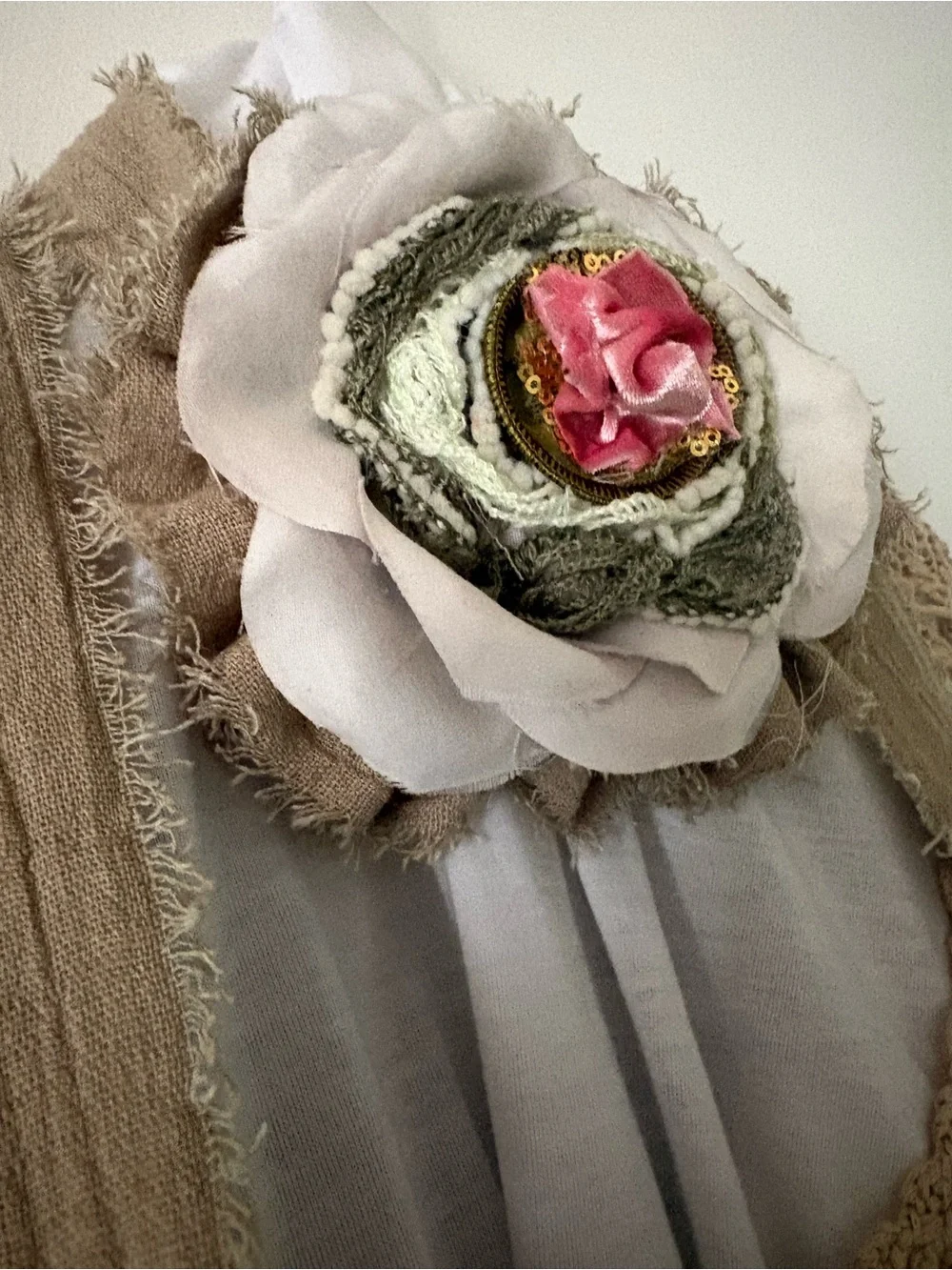 Shabby Chic Upcycled Jabot Choker Necklace